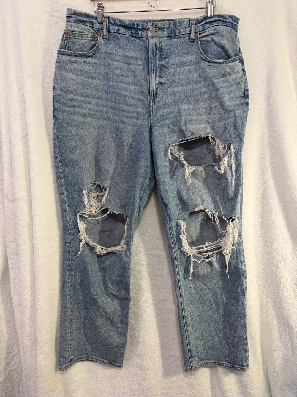 American Eagle Curvy 90s Straight Jeans Womens 20 High Rise Distressed Ripped